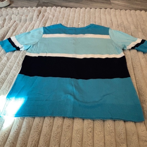 Striped Blue & Black Button-Front Women's Sweater xl - Picture 5 of 5